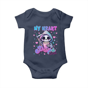 Funny Valentine's Day Baby Onesie My Heart Pops For You Cute Death Grim Popcorn TS09 Navy Print Your Wear