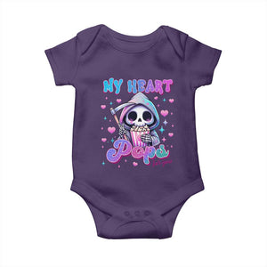 Funny Valentine's Day Baby Onesie My Heart Pops For You Cute Death Grim Popcorn TS09 Purple Print Your Wear
