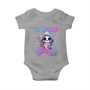Funny Valentine's Day Baby Onesie My Heart Pops For You Cute Death Grim Popcorn TS09 Sport Gray Print Your Wear
