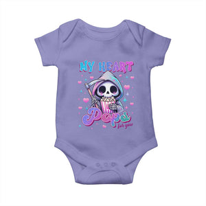 Funny Valentine's Day Baby Onesie My Heart Pops For You Cute Death Grim Popcorn TS09 Violet Print Your Wear