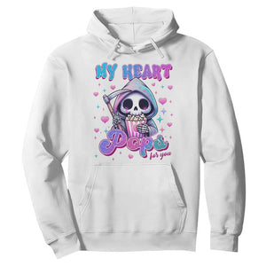 Funny Valentine's Day Hoodie My Heart Pops For You Cute Death Grim Popcorn TS09 White Print Your Wear