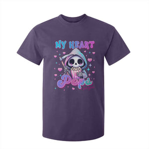 Funny Valentine's Day T Shirt For Kid My Heart Pops For You Cute Death Grim Popcorn TS09 Purple Print Your Wear