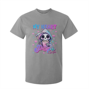 Funny Valentine's Day T Shirt For Kid My Heart Pops For You Cute Death Grim Popcorn TS09 Sport Gray Print Your Wear