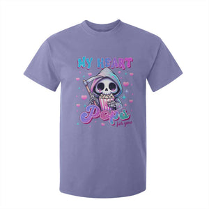 Funny Valentine's Day T Shirt For Kid My Heart Pops For You Cute Death Grim Popcorn TS09 Violet Print Your Wear