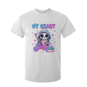 Funny Valentine's Day T Shirt For Kid My Heart Pops For You Cute Death Grim Popcorn TS09 White Print Your Wear
