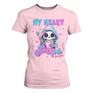 Funny Valentine's Day T Shirt For Women My Heart Pops For You Cute Death Grim Popcorn TS09 Light Pink Print Your Wear