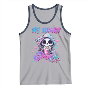 Funny Valentine's Day Tank Top My Heart Pops For You Cute Death Grim Popcorn TS09 Athletic Heather Navy Print Your Wear