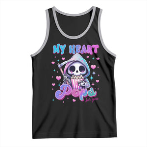 Funny Valentine's Day Tank Top My Heart Pops For You Cute Death Grim Popcorn TS09 Black Athletic Heather Print Your Wear