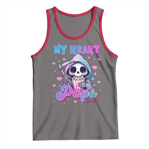 Funny Valentine's Day Tank Top My Heart Pops For You Cute Death Grim Popcorn TS09 Deep Heather Red Print Your Wear