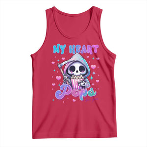 Funny Valentine's Day Tank Top My Heart Pops For You Cute Death Grim Popcorn TS09 Red Print Your Wear