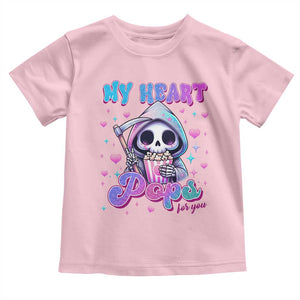 Funny Valentine's Day Toddler T Shirt My Heart Pops For You Cute Death Grim Popcorn TS09 Light Pink Print Your Wear