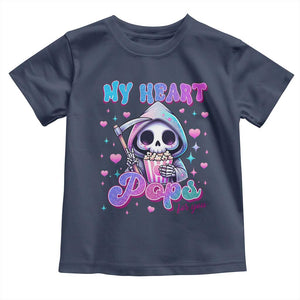 Funny Valentine's Day Toddler T Shirt My Heart Pops For You Cute Death Grim Popcorn TS09 Navy Print Your Wear