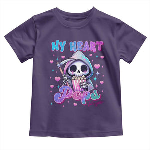 Funny Valentine's Day Toddler T Shirt My Heart Pops For You Cute Death Grim Popcorn TS09 Purple Print Your Wear