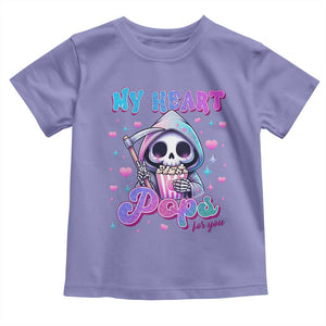Funny Valentine's Day Toddler T Shirt My Heart Pops For You Cute Death Grim Popcorn TS09 Violet Print Your Wear