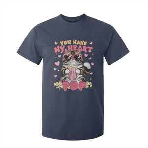 Funny Valentine's Day T Shirt For Kid You Make My Heart Pop Cute Cat Popcorn TS09 Navy Print Your Wear