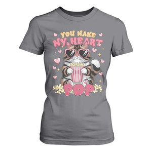 Funny Valentine's Day T Shirt For Women You Make My Heart Pop Cute Cat Popcorn TS09 Charcoal Print Your Wear