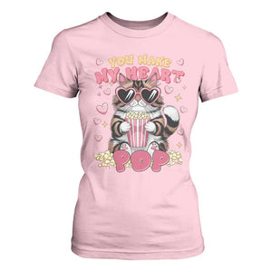 Funny Valentine's Day T Shirt For Women You Make My Heart Pop Cute Cat Popcorn TS09 Light Pink Print Your Wear
