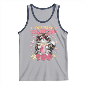 Funny Valentine's Day Tank Top You Make My Heart Pop Cute Cat Popcorn TS09 Athletic Heather Navy Print Your Wear