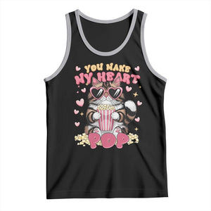 Funny Valentine's Day Tank Top You Make My Heart Pop Cute Cat Popcorn TS09 Black Athletic Heather Print Your Wear