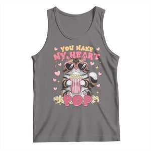 Funny Valentine's Day Tank Top You Make My Heart Pop Cute Cat Popcorn TS09 Deep Heather Print Your Wear