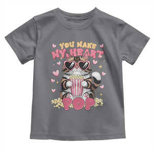 Funny Valentine's Day Toddler T Shirt You Make My Heart Pop Cute Cat Popcorn TS09 Charcoal Print Your Wear