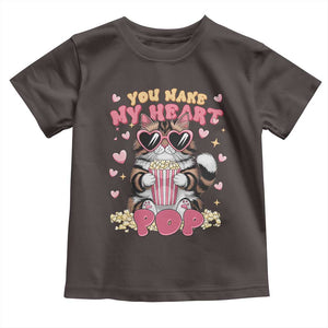 Funny Valentine's Day Toddler T Shirt You Make My Heart Pop Cute Cat Popcorn TS09 Dark Chocolate Print Your Wear