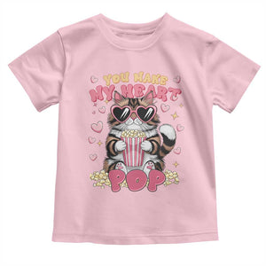 Funny Valentine's Day Toddler T Shirt You Make My Heart Pop Cute Cat Popcorn TS09 Light Pink Print Your Wear