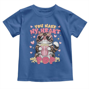 Funny Valentine's Day Toddler T Shirt You Make My Heart Pop Cute Cat Popcorn TS09 Royal Blue Print Your Wear