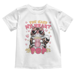 Funny Valentine's Day Toddler T Shirt You Make My Heart Pop Cute Cat Popcorn TS09 White Print Your Wear
