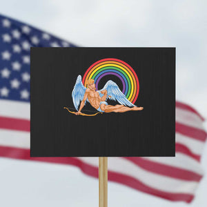 Funny Valentine's Day LGBT Cupid Protest Sign TS09 Horizontal 18" × 24" Black Print Your Wear