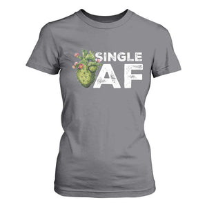 Funny Anti Valentine T Shirt For Women Single AF Heart Cactus TS09 Charcoal Print Your Wear