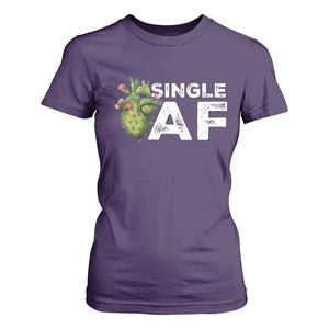 Funny Anti Valentine T Shirt For Women Single AF Heart Cactus TS09 Purple Print Your Wear