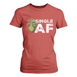 Funny Anti Valentine T Shirt For Women Single AF Heart Cactus TS09 Red Print Your Wear