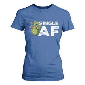 Funny Anti Valentine T Shirt For Women Single AF Heart Cactus TS09 Royal Blue Print Your Wear