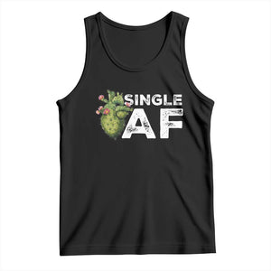 Funny Anti Valentine Tank Top Single AF Heart Cactus TS09 Black Print Your Wear