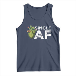 Funny Anti Valentine Tank Top Single AF Heart Cactus TS09 Navy Print Your Wear