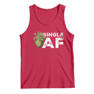 Funny Anti Valentine Tank Top Single AF Heart Cactus TS09 Red Print Your Wear