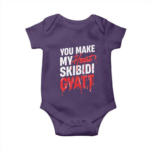Funny Meme Valentine's Day Baby Onesie You Make My Heart Skibidi Gyatt TS09 Purple Print Your Wear