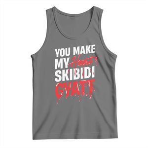 Funny Meme Valentine's Day Tank Top You Make My Heart Skibidi Gyatt TS09 Black Heather Print Your Wear