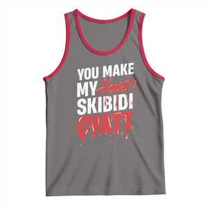 Funny Meme Valentine's Day Tank Top You Make My Heart Skibidi Gyatt TS09 Deep Heather Red Print Your Wear