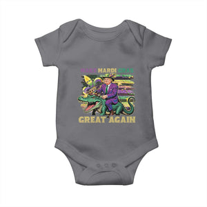 Funny Mardi Gras Trump Baby Onesie Make Mardi Gras Great Again Alligator Louisiana TS09 Charcoal Print Your Wear