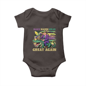 Funny Mardi Gras Trump Baby Onesie Make Mardi Gras Great Again Alligator Louisiana TS09 Dark Chocolate Print Your Wear