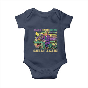 Funny Mardi Gras Trump Baby Onesie Make Mardi Gras Great Again Alligator Louisiana TS09 Navy Print Your Wear