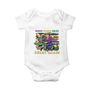 Funny Mardi Gras Trump Baby Onesie Make Mardi Gras Great Again Alligator Louisiana TS09 White Print Your Wear