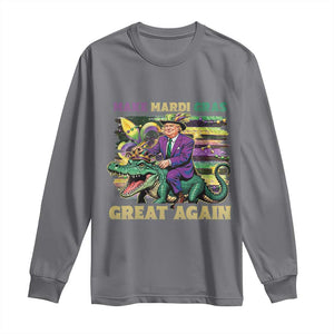 Funny Mardi Gras Trump Long Sleeve Shirt Make Mardi Gras Great Again Alligator Louisiana TS09 Charcoal Print Your Wear