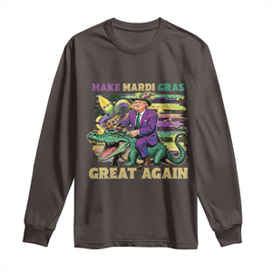 Funny Mardi Gras Trump Long Sleeve Shirt Make Mardi Gras Great Again Alligator Louisiana TS09 Dark Chocolate Print Your Wear