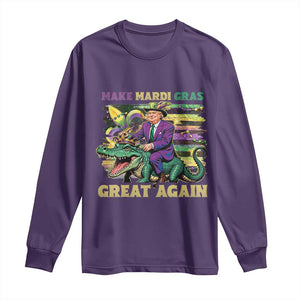 Funny Mardi Gras Trump Long Sleeve Shirt Make Mardi Gras Great Again Alligator Louisiana TS09 Purple Print Your Wear