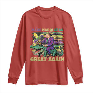 Funny Mardi Gras Trump Long Sleeve Shirt Make Mardi Gras Great Again Alligator Louisiana TS09 Red Print Your Wear