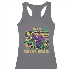 Funny Mardi Gras Trump Racerback Tank Top Make Mardi Gras Great Again Alligator Louisiana TS09 Charcoal Print Your Wear