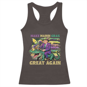 Funny Mardi Gras Trump Racerback Tank Top Make Mardi Gras Great Again Alligator Louisiana TS09 Dark Chocolate Print Your Wear